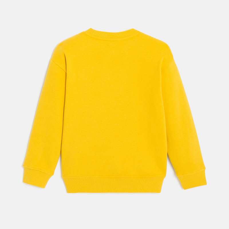 Sweat garçon brodé en coton recyclé jaune Catimini