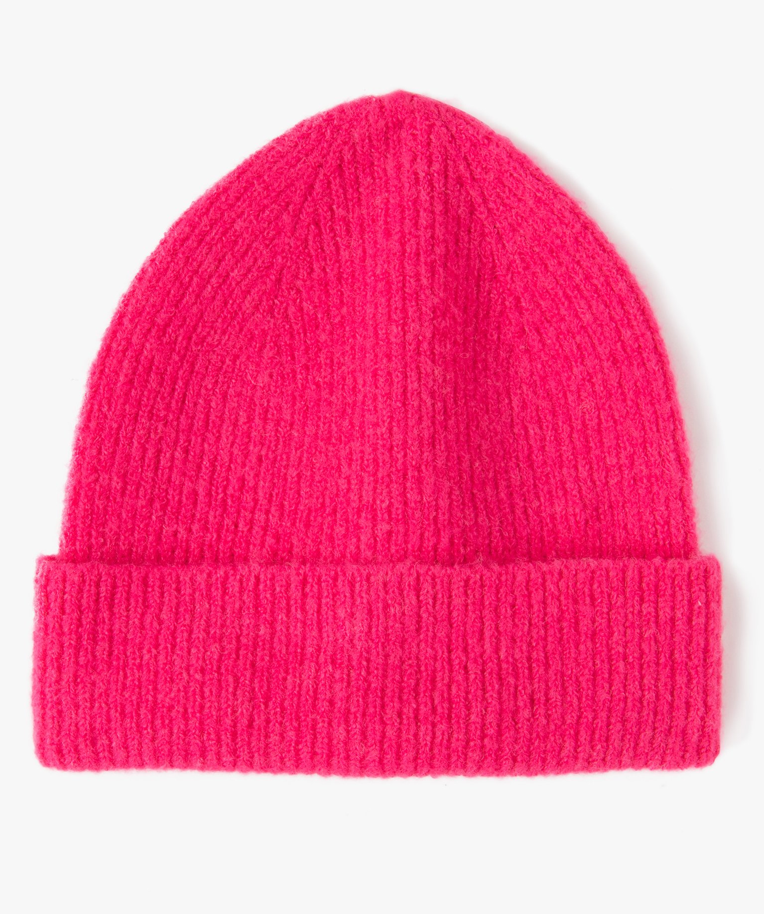 Bonnet femme en maille ctelée rose | GEMO