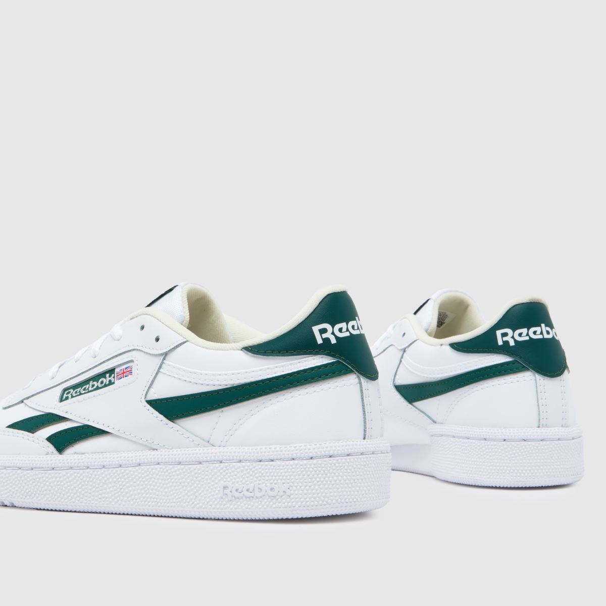 Reebok vita & gröna Club C Revenge ungdomsskor