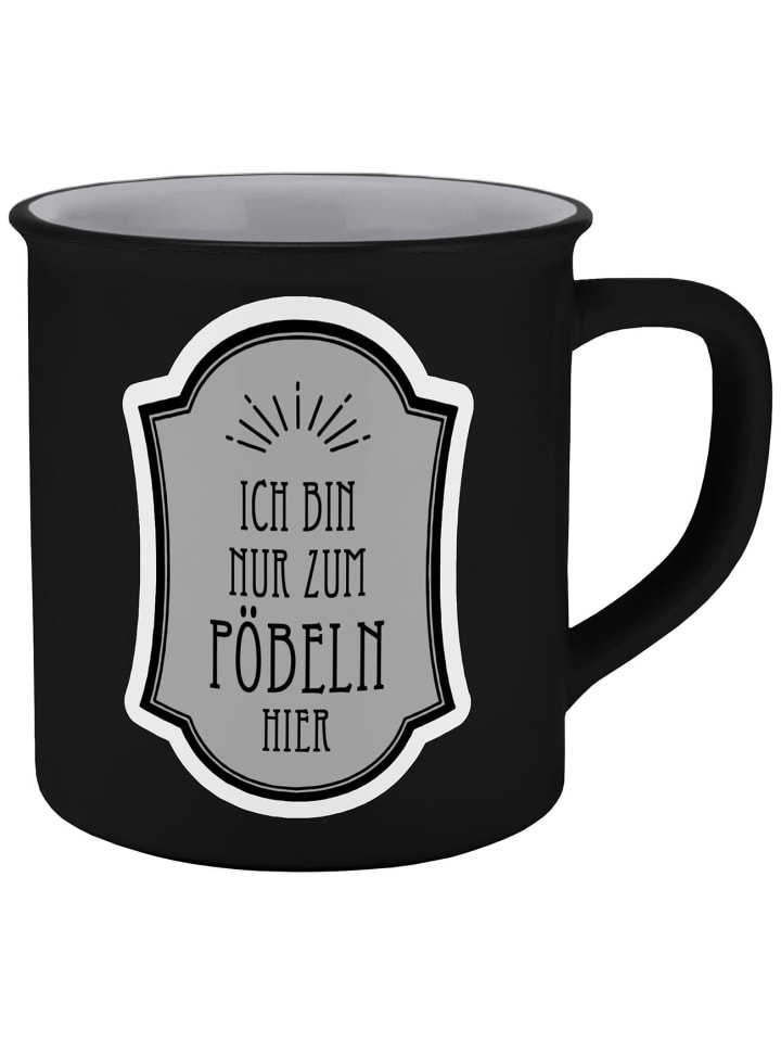 Geda Labels Tasse Pöbeln Emaille-Optik  in Grau - 400 ml günstig kaufen onesize