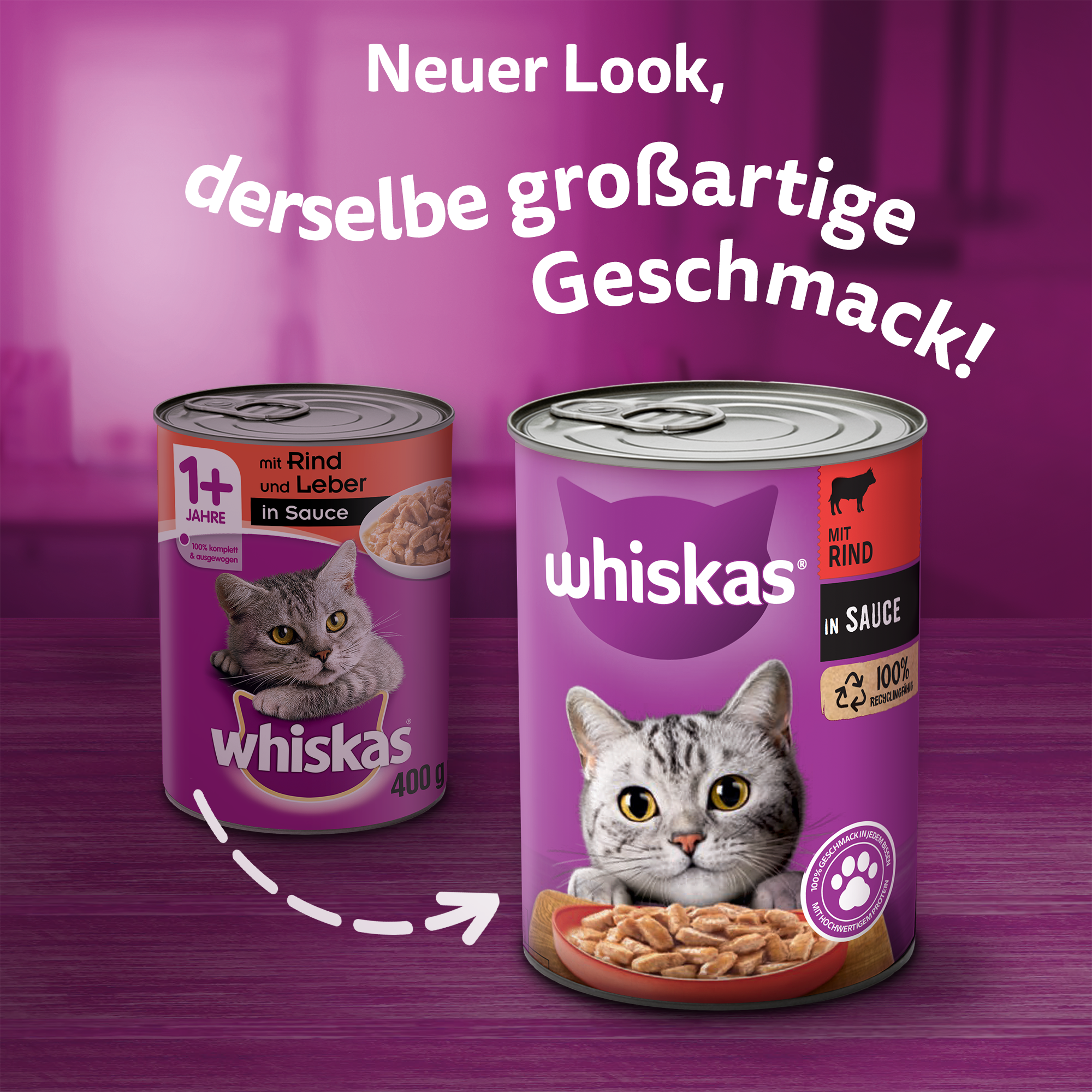 Whiskas Nassfutter Whiskas Adult 1+ Sauce 12x400g Rind & Leber