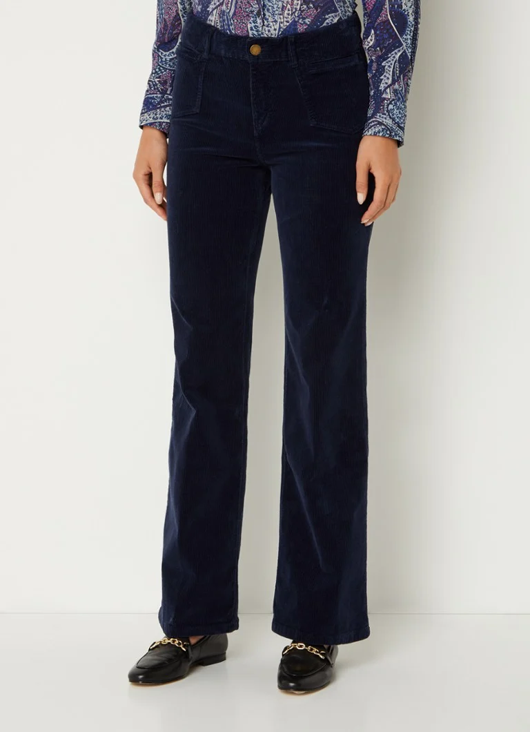 Pantaloni chino a vita alta e gamba svasata in velluto a coste di Gerard Darel Elvy.