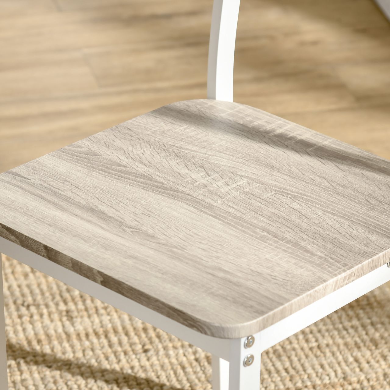 HOMCOM 3 TLG Esszimmergruppe Essgruppe mit 2 Stühlen und 1 Tisch Esstisch Set mit Klappbarer Tischplatte für Küche kleine Raume Stahl MDF Natur Weiß 110 x 70 x 75 cm