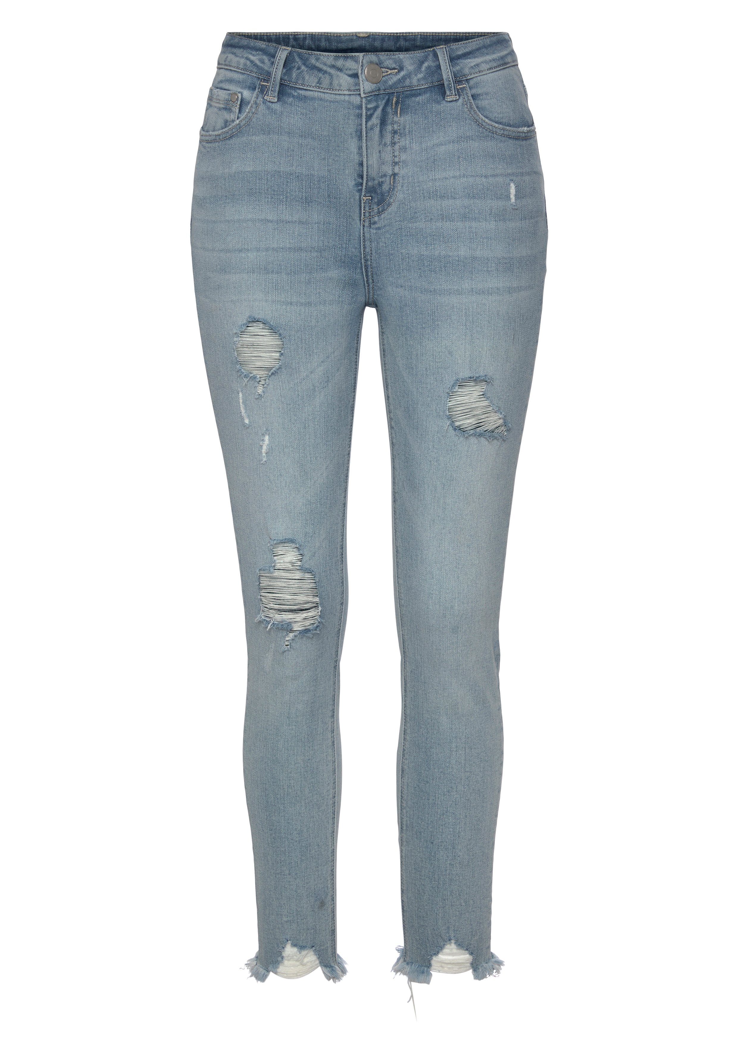Buffalo Destroyed-Jeans mit ausgefranstem Beinabschluss