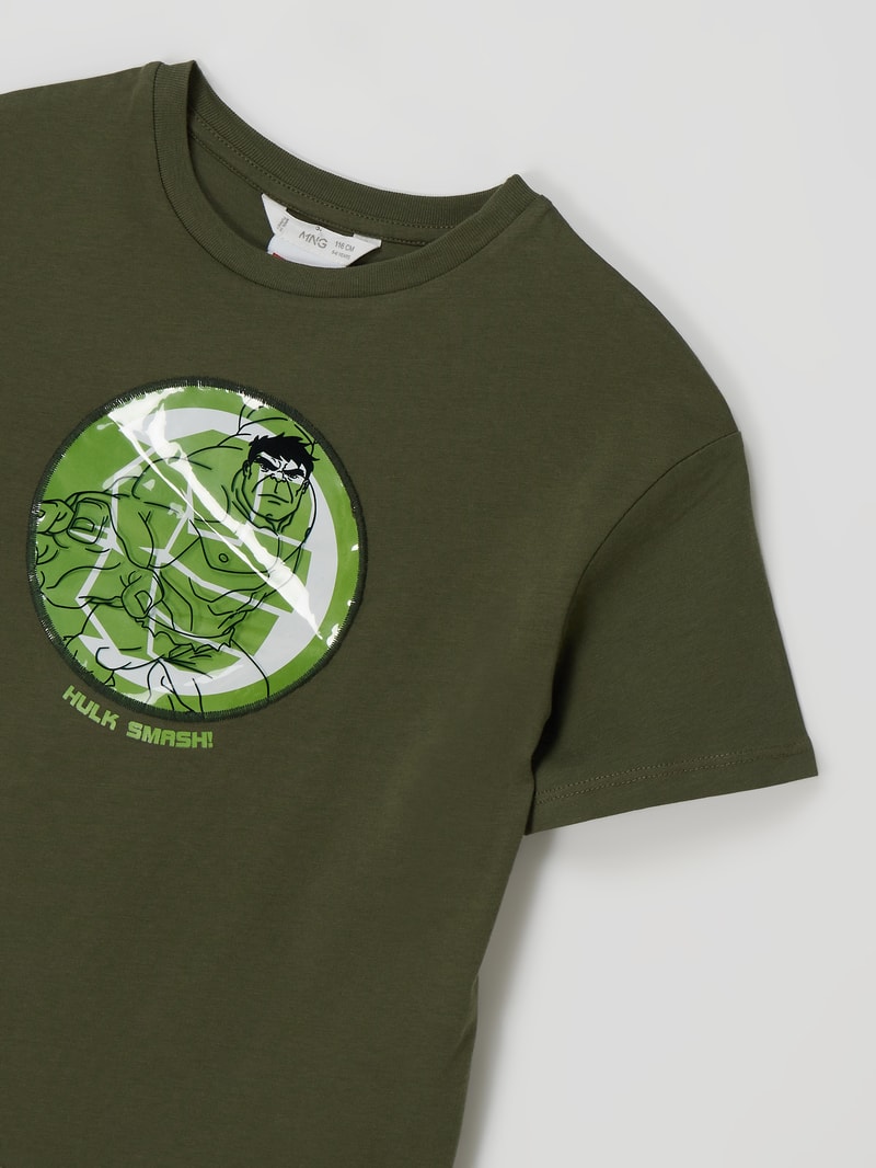 T-Shirt mit Marvel-Print in olivgrün