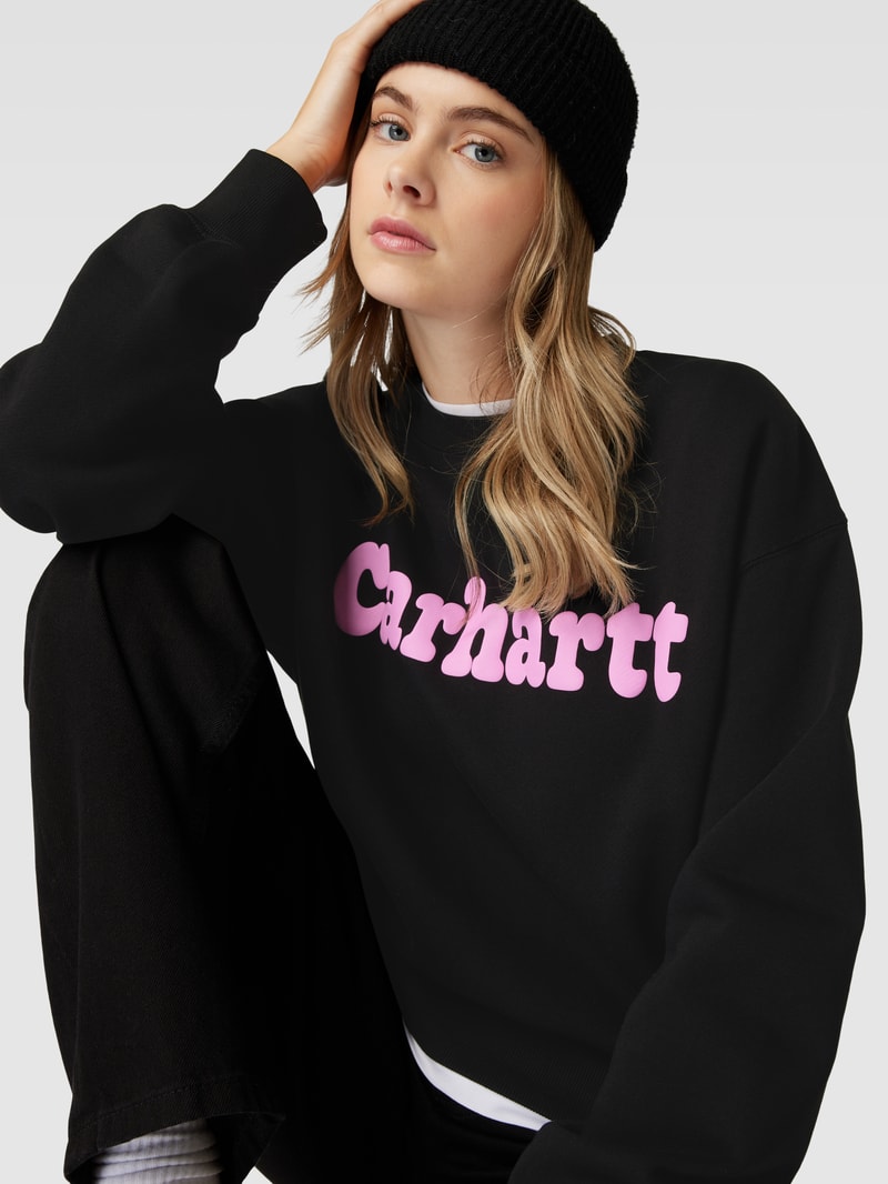 Oversized Sweatshirt mit Label-Print Modell 'BUBBLES' in schwarz