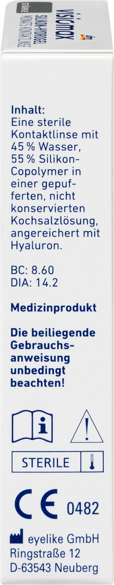 Silikon-Hydrogel Monatskontaktlinse Dioptrie -2,25, 1 St
