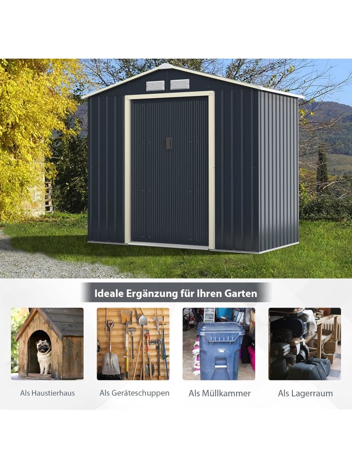 COSTWAY Gerätehaus 213x127x195 cm in Grau günstig kaufen onesize