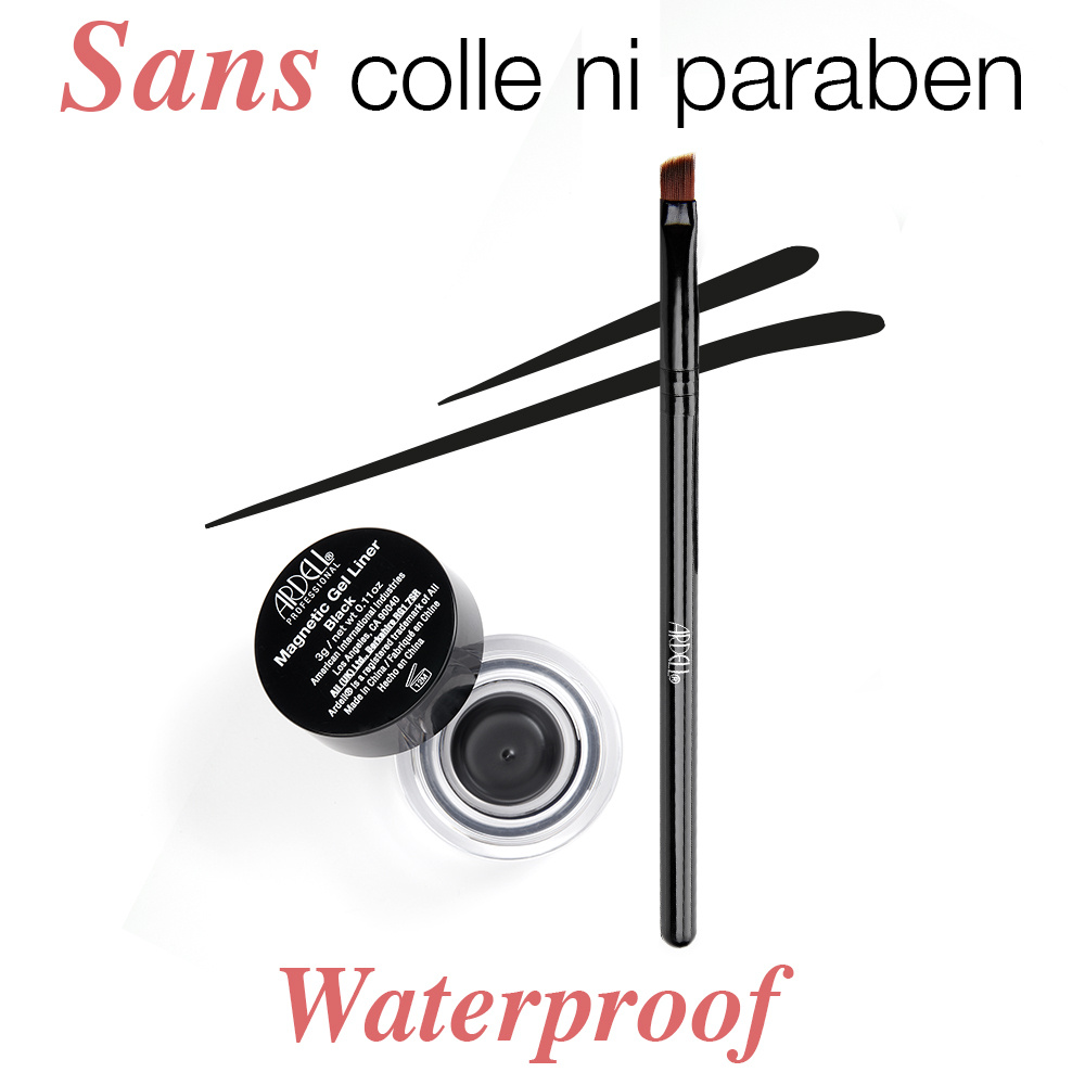 Ardell Gel Eyeliner Magnétique Noir 3gr et son pinceau biseauté Pot avec Pinceau Magnétique pour Faux Cils et maquillage