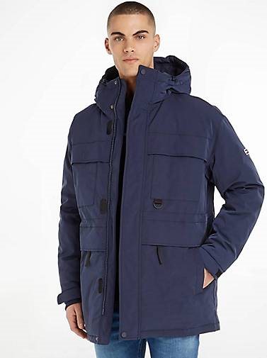 TOMMY-JEANS Herren Jacke mit Kapuze TJM TECH PARKA wattiert