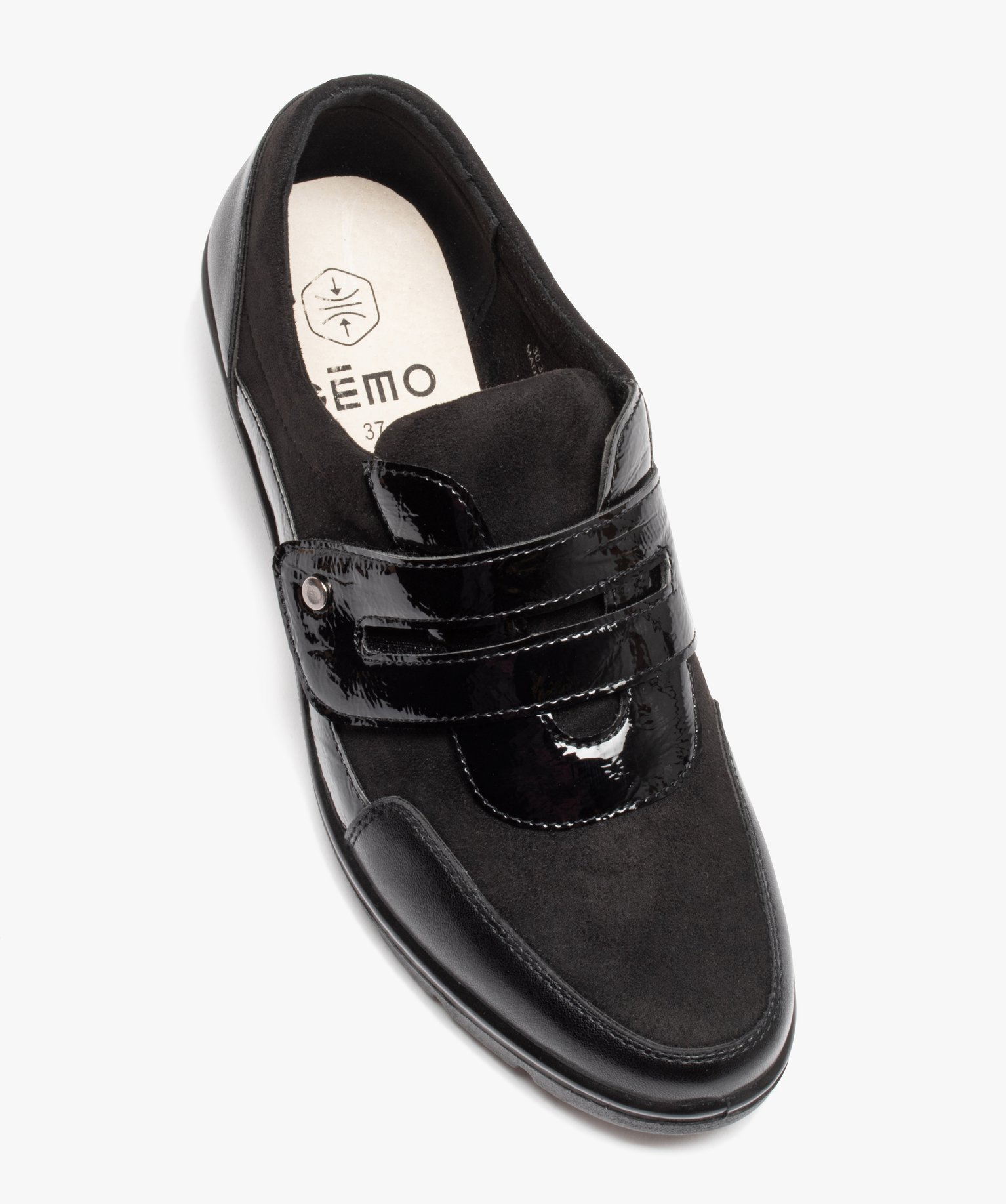 Mocassins femme confort unies à talon compensé et bride ve... noir | GEMO