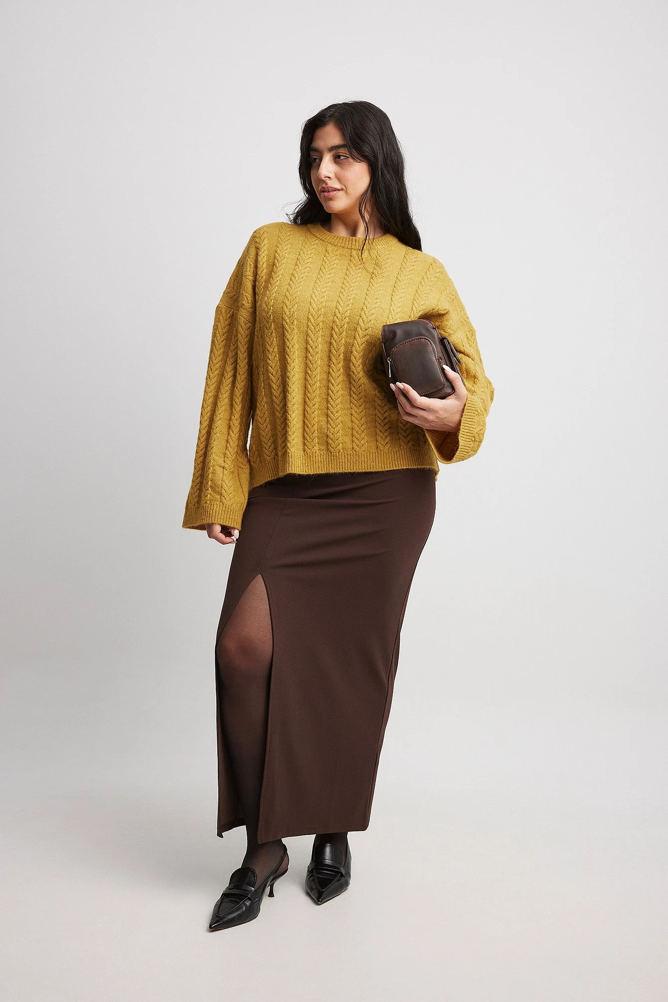 Oversize-Strickpullover mit Zopfmuster