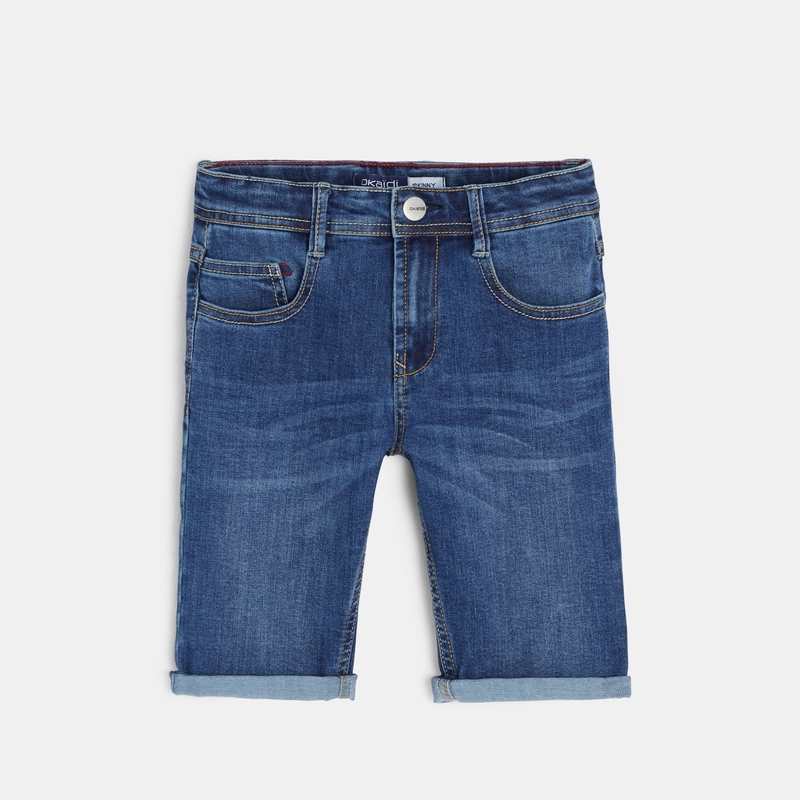 Bermuda slim en jean hyper stretch bleu garçon