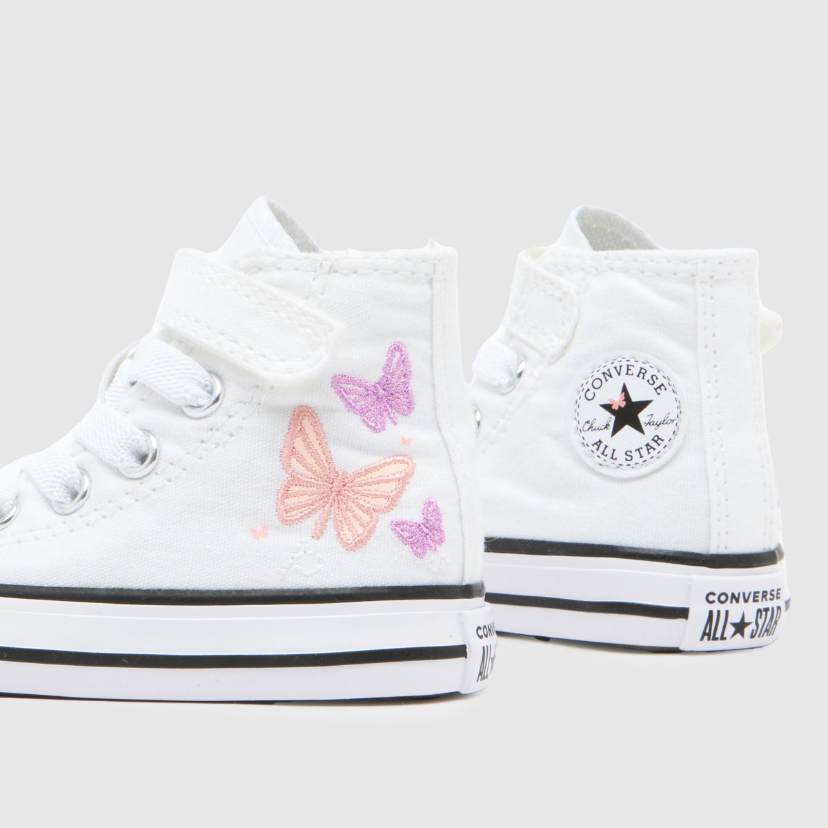 Converse vita & lila All Star Hi 1v flickor småbarnsskor