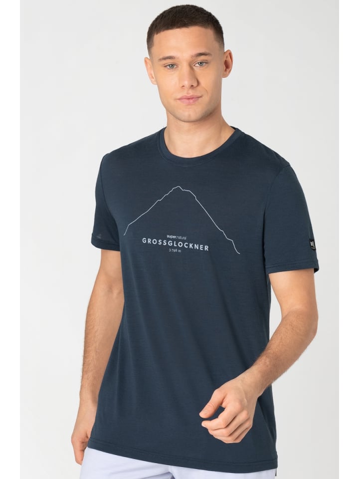 super.natural Merino T-Shirt M GROSSGLOCKNER TEE in blau günstig kaufen