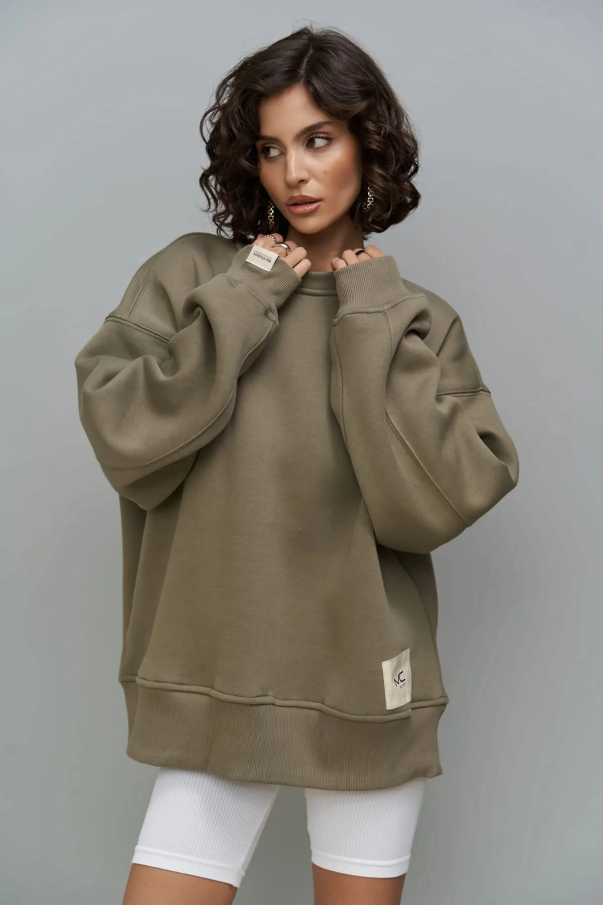 MAİ COLLECTİON  Cashback Soft Khaki Oversize-Sweatshirt