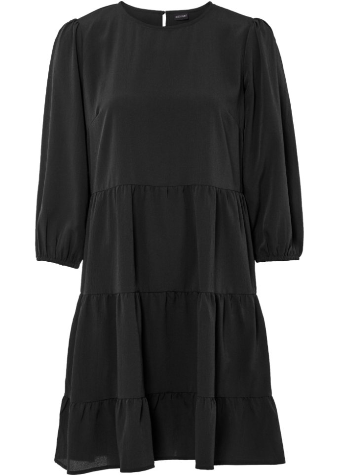 Crepe-Kleid mit Volants