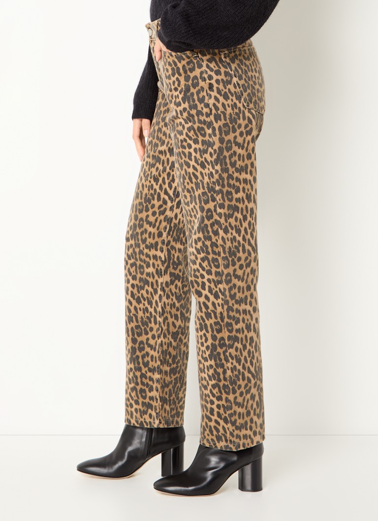 Dante 6  Axelle high waist straight leg jeans van biologisch katoen met panterprint