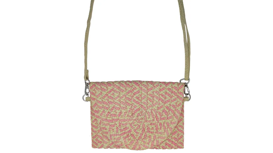 Stroh-Tasche klein natur, rose