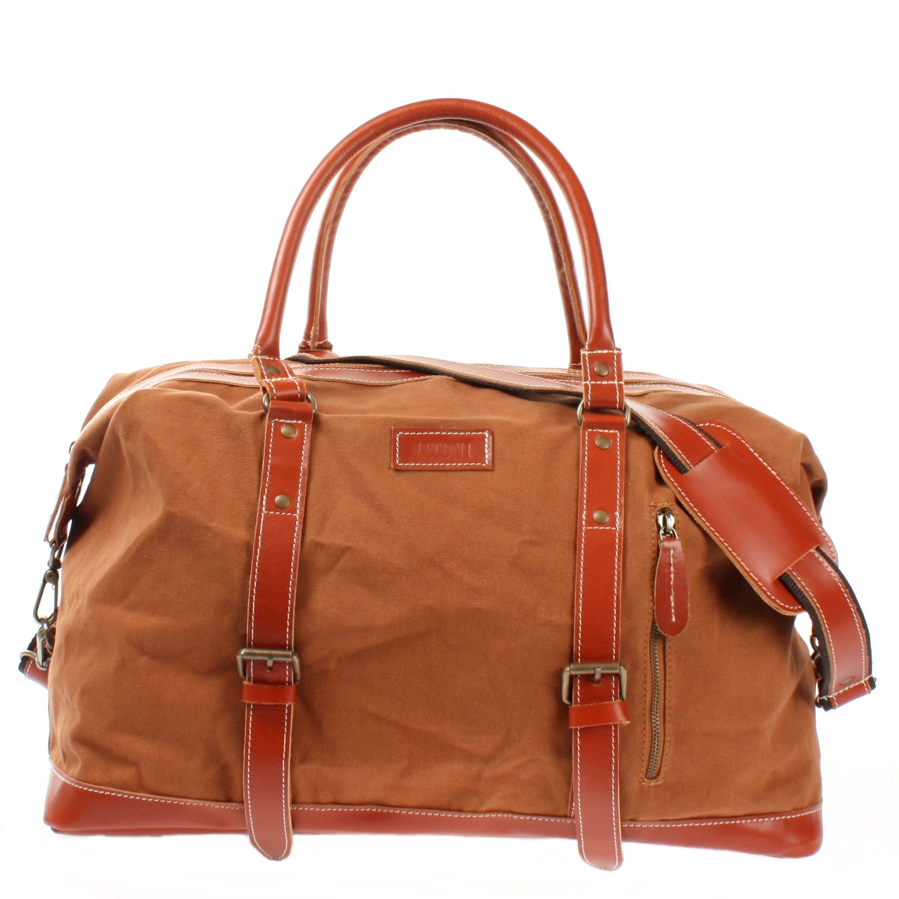 LECONI Weekender Reisetasche Handgepäck Leder Canvas LE2010
