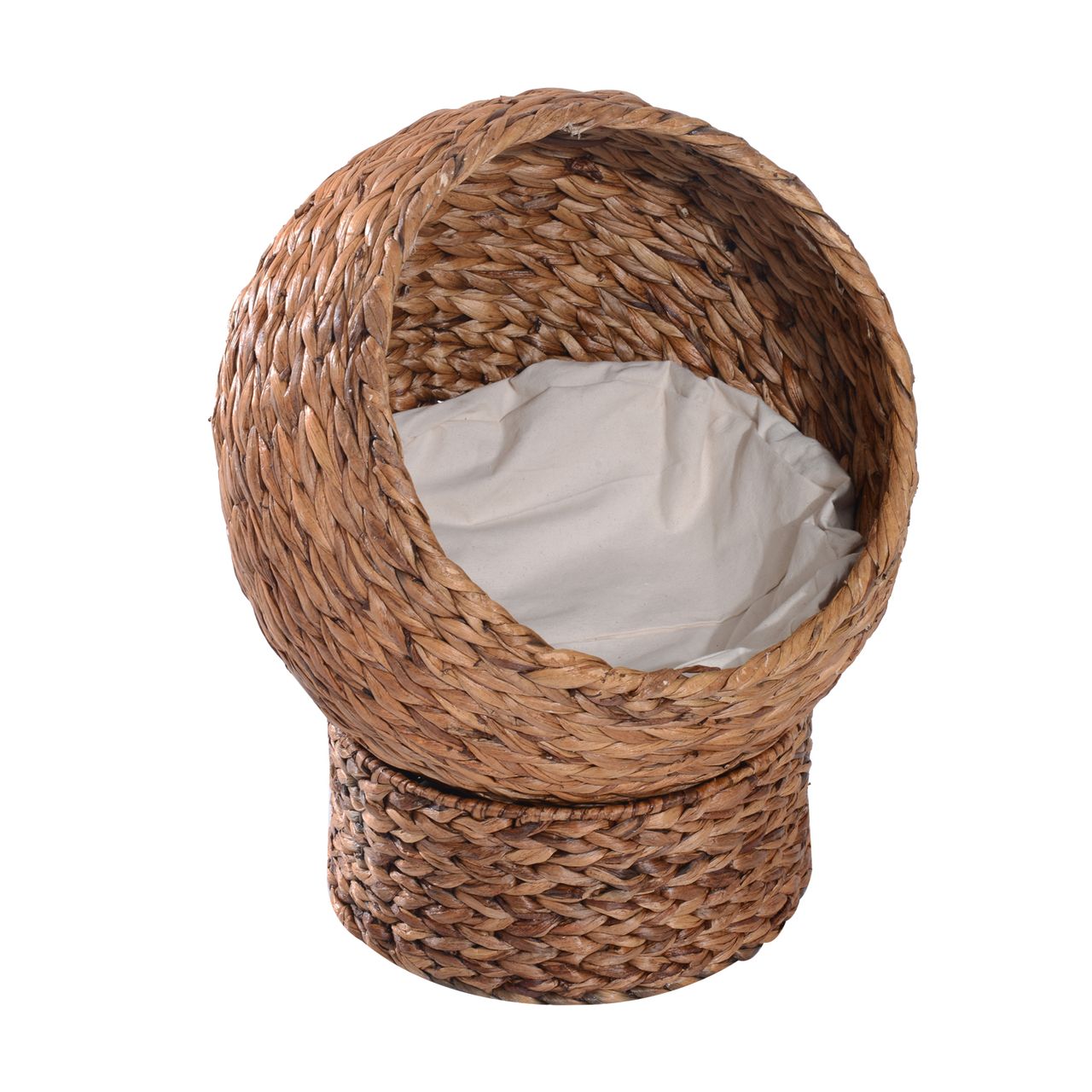 PawHut Rattan Katzenkorb Katzenhöhle Katzenbett mit Kissen Hellbraun
