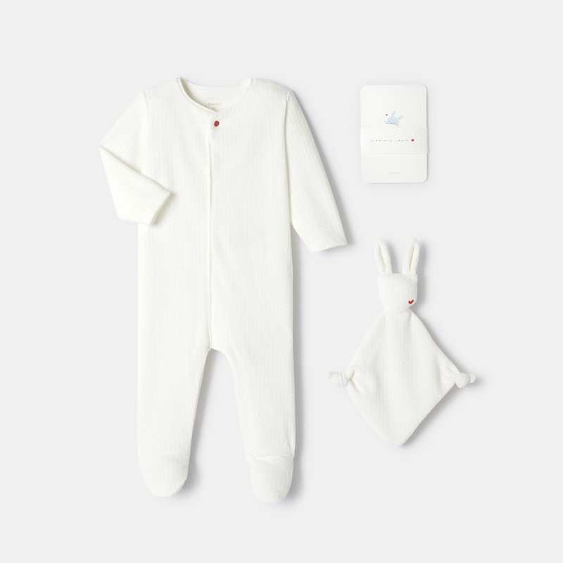 Coffret pyjama et doudou en velours blanc naissance Absorba