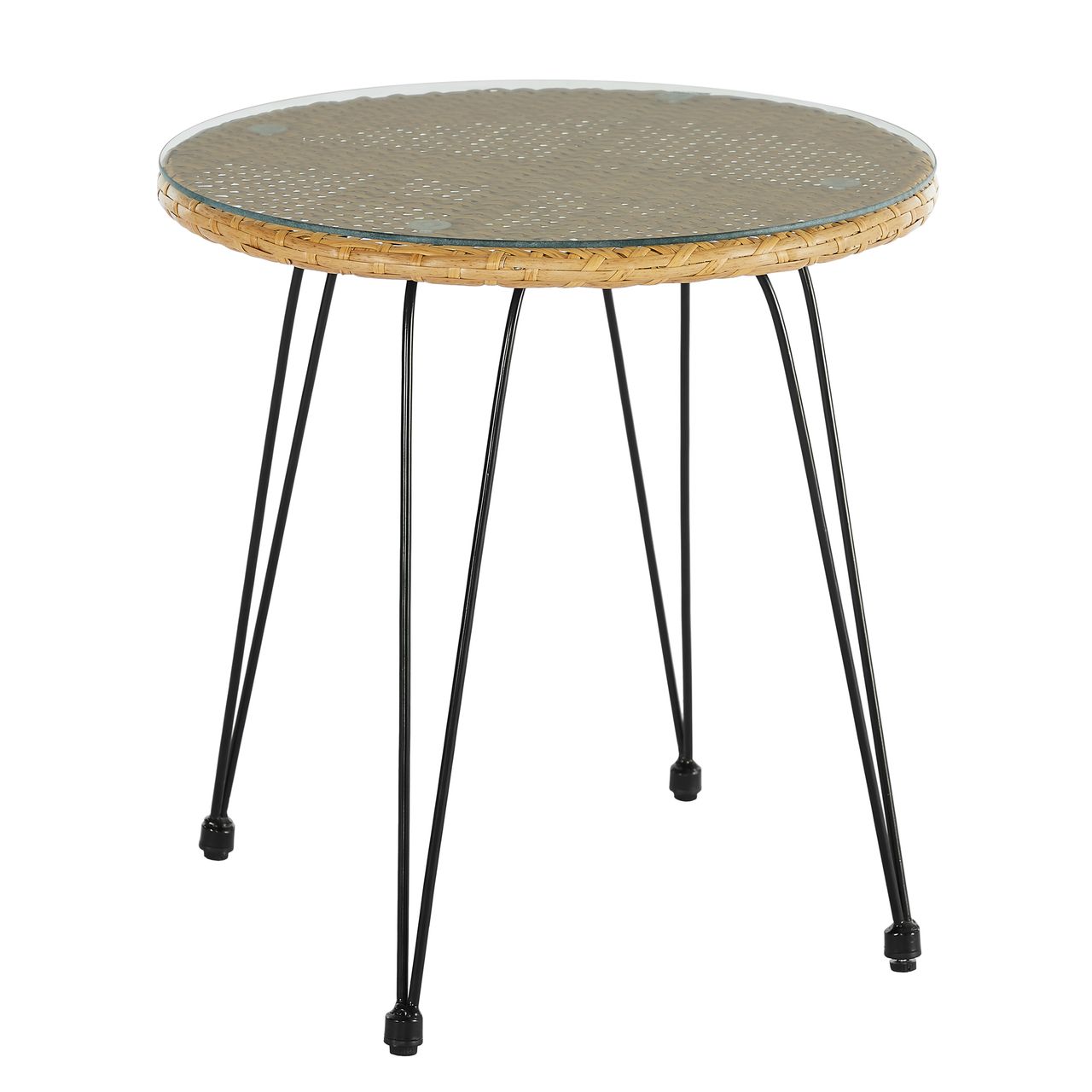 Happy Home Happy Home Casual-Set 3 tlg. Balkonset Sitzgruppe HGS43-SCH helles Rattan mit Sitzkissen in schwarz