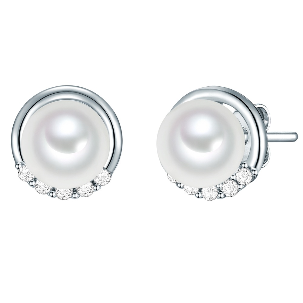 Rafaela Donata Puces d'oreilles en argent Argent sterling Oxyde de zirconium (CZ) Nacre en Argen Boucles d'oreilles