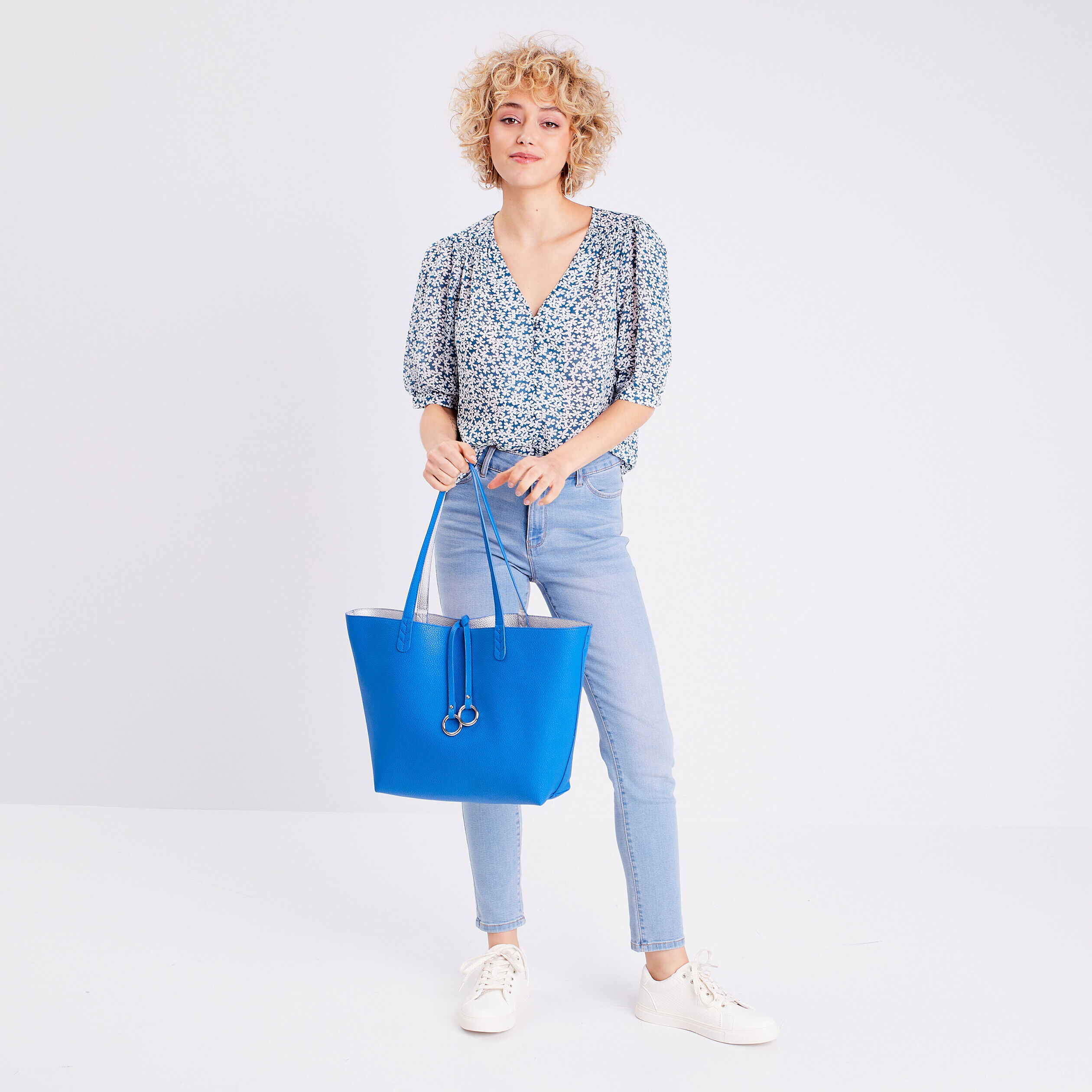 Blouse manches courtes bleu marine femme | Cache Cache