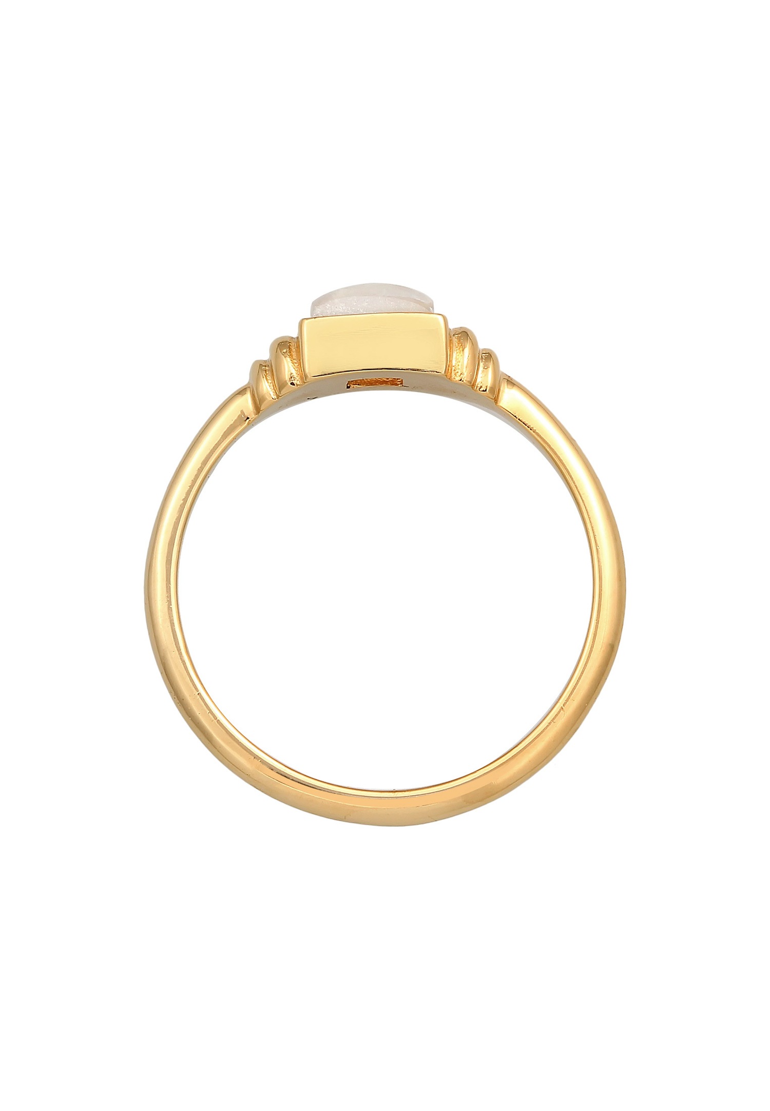Anello quadrato vintage da donna Elli PREMIUM con pietra di luna in argento sterling 925 placcato oro