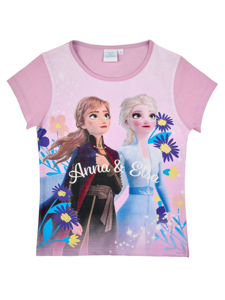 Disney Die Eiskönigin Anna und Elsa T-Shirt in rosa günstig kaufen