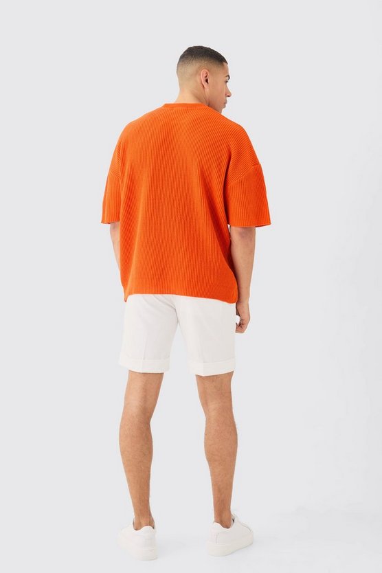 Geripptes Oversize T-Shirt