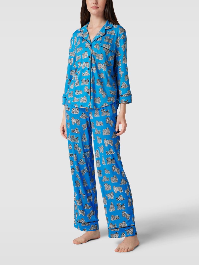 Pyjama mit Allover-Muster in blau