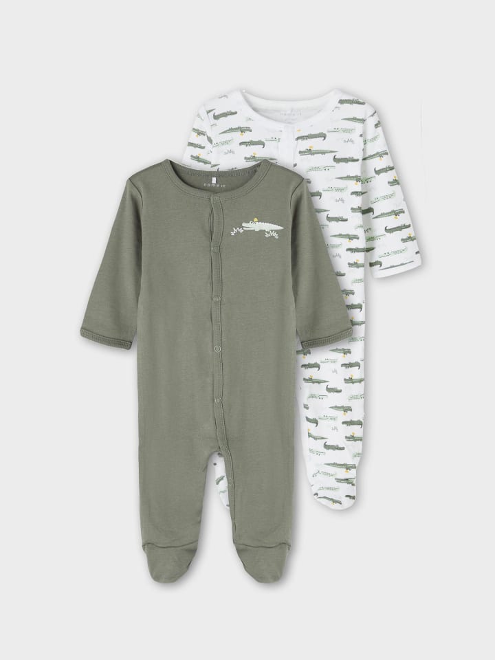 name it Schlafanzug Kroko mit Druckknopf in Grün günstig kaufen