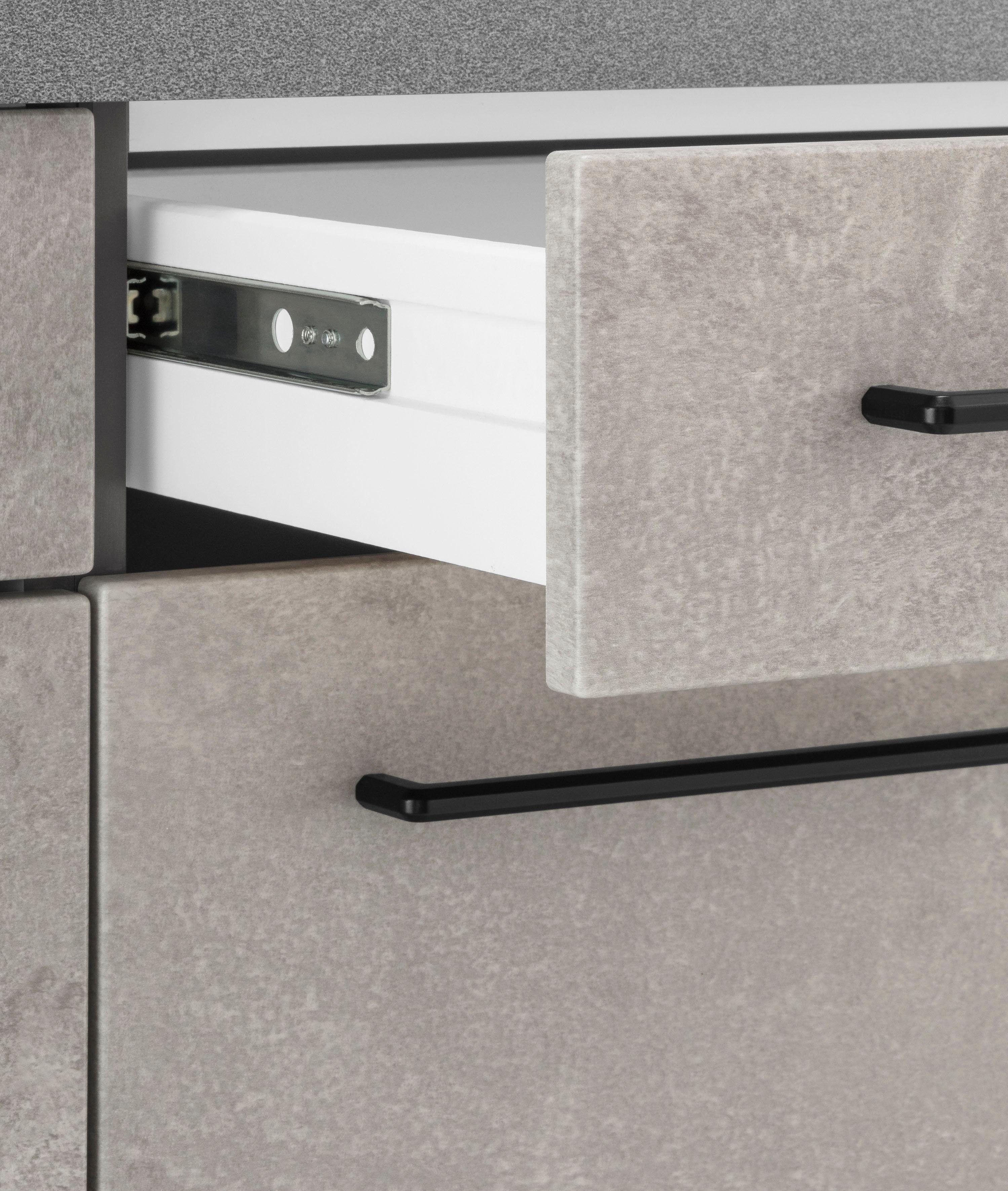 HELD MÖBEL Küchenzeile Tulsa, mit E-Geräten, Breite 380 cm, schwarze Metallgriffe, MDF Fronten