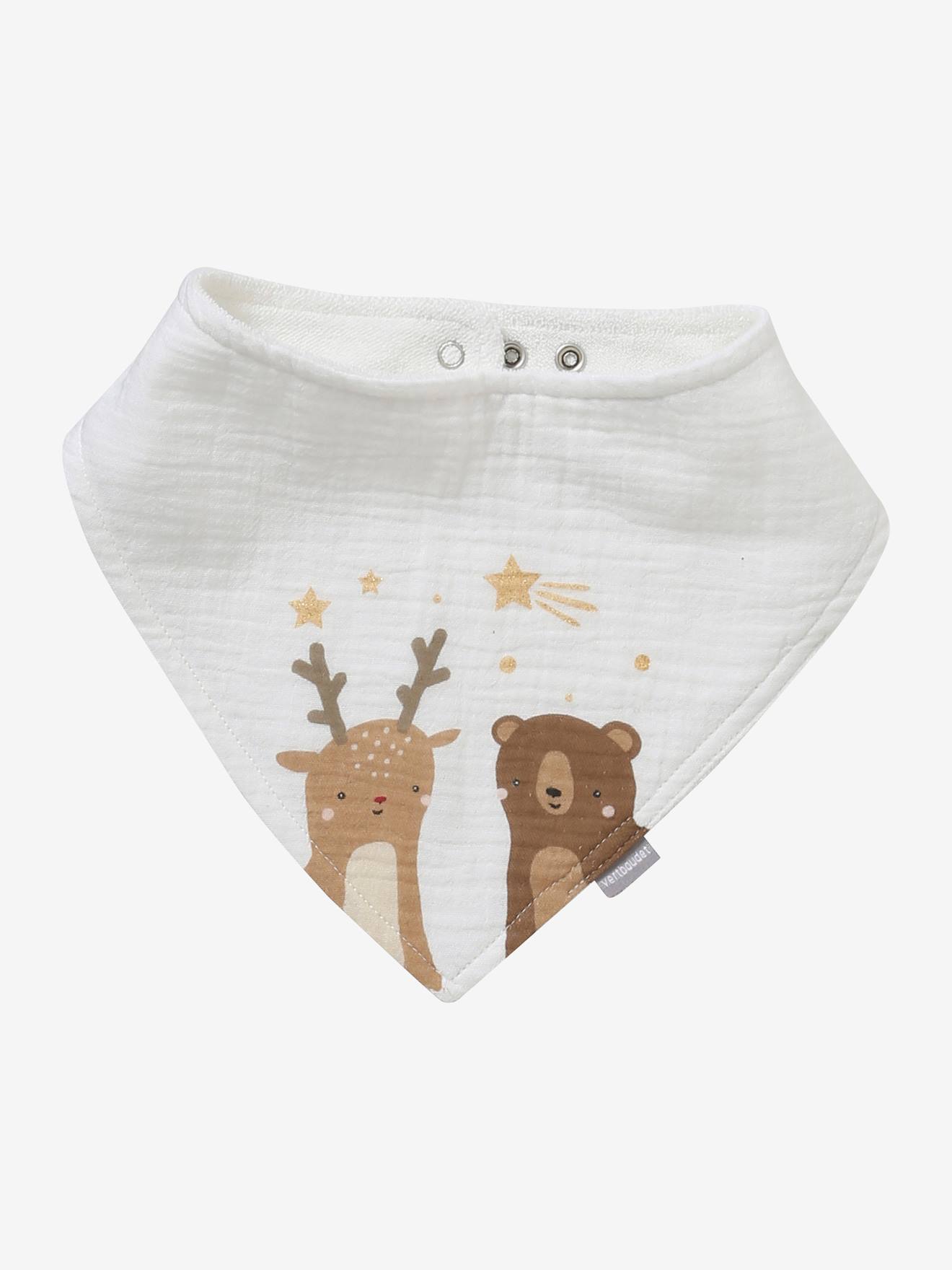 Lot de 3 bavoirs bandanas en gaze de coton vert noel