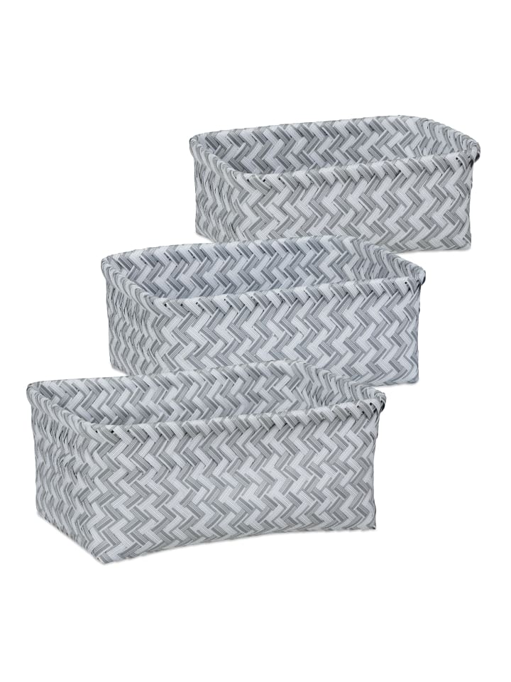 relaxdays 3er-Set: Aufbewahrungskorb in Weiß-Grau günstig kaufen onesize