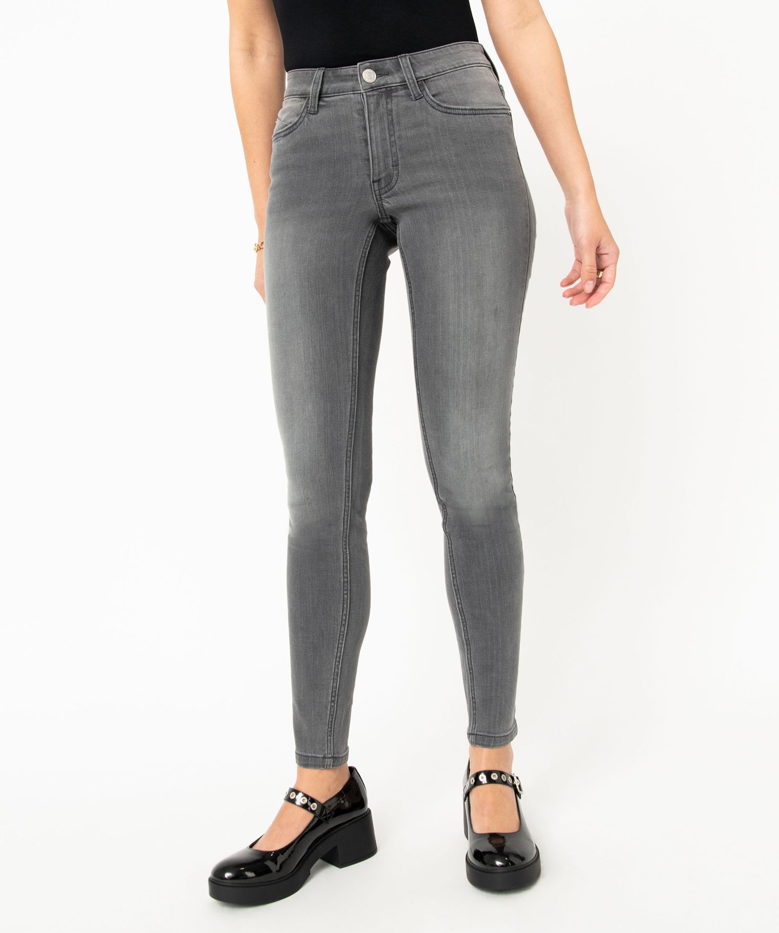 Jean Skinny taille normale délavé femme grey | GEMO