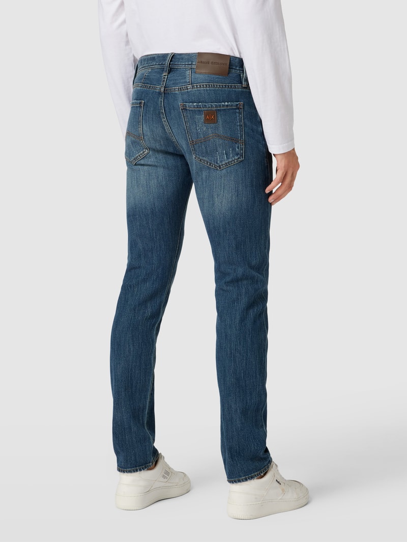 Slim Fit Jeans im Used-Look in blau