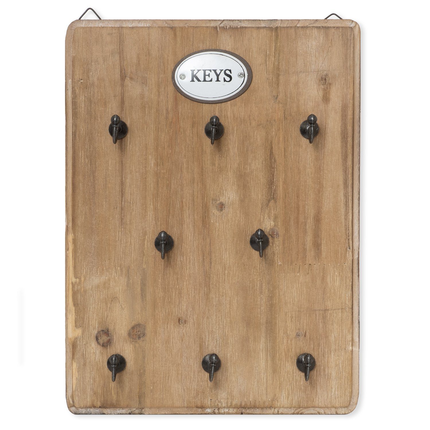 Moritz Schlüsselbrett 25x33cm Keys 8 Haken braun, Schlüsselkasten Vintage Schlüsselbox Schlüsselleiste Schlüsselhaken