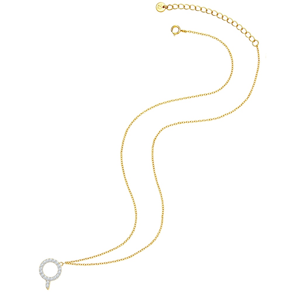 Glanzstücke München Collier en argent Lettre Q Argent sterling Oxyde de zirconium (CZ) en Or jaune collier