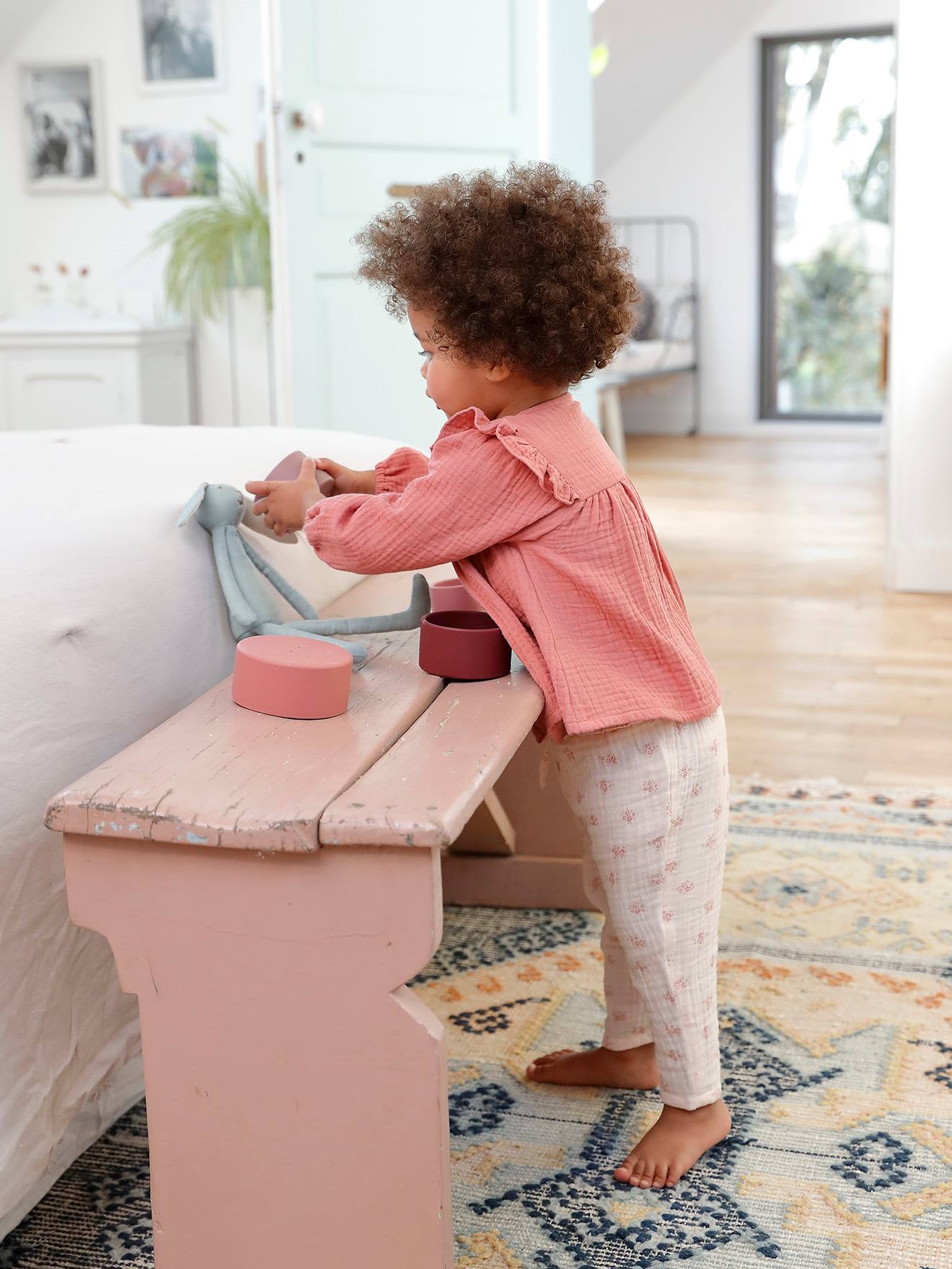 Pantalon en gaze de coton bébé écru