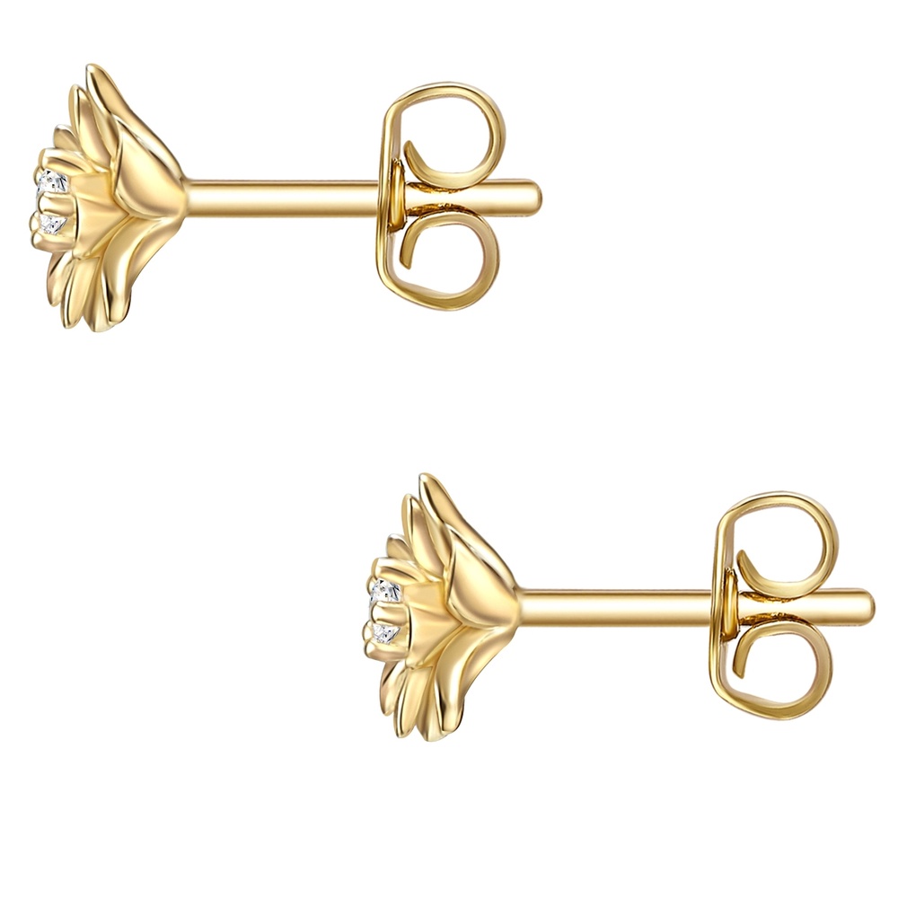 Glanzstücke München Puces d'oreilles en argent Fleur Argent sterling Oxyde de zirconium (CZ) en Or ja Boucles d'oreilles
