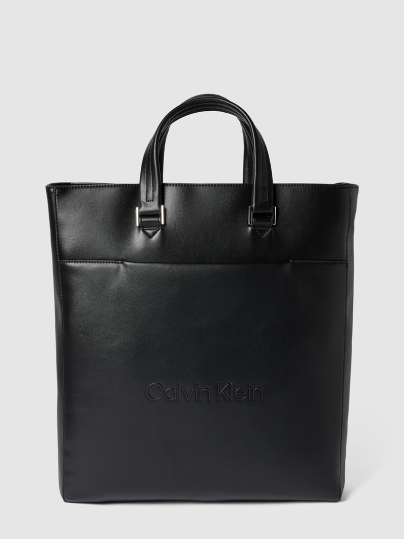 Tote Bag mit Label-Print Modell 'TOTE' in schwarz
