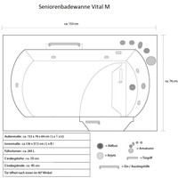 Home Deluxe Seniorenbadewanne VITAL M - liegend mit Rechtseinstieg