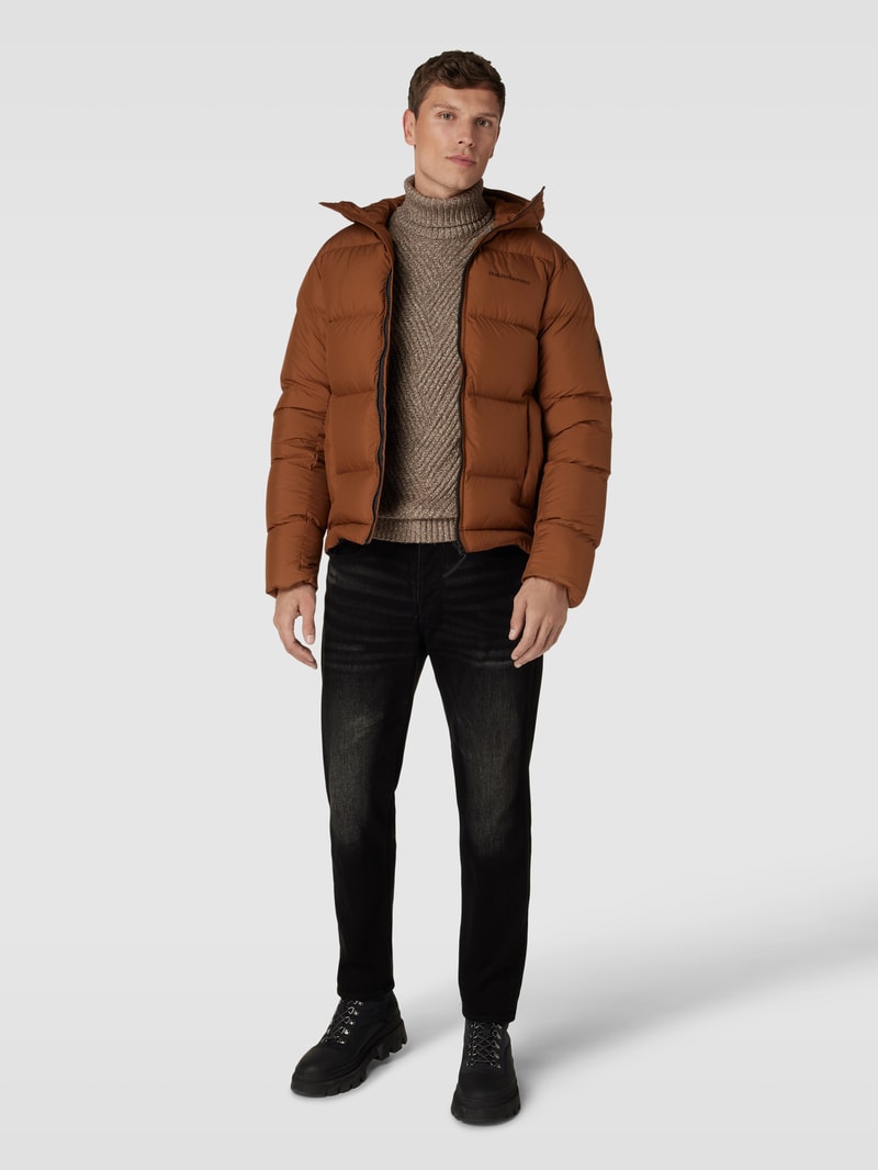 Daunenjacke mit Kapuze Modell 'Rivel' in mittelbraun