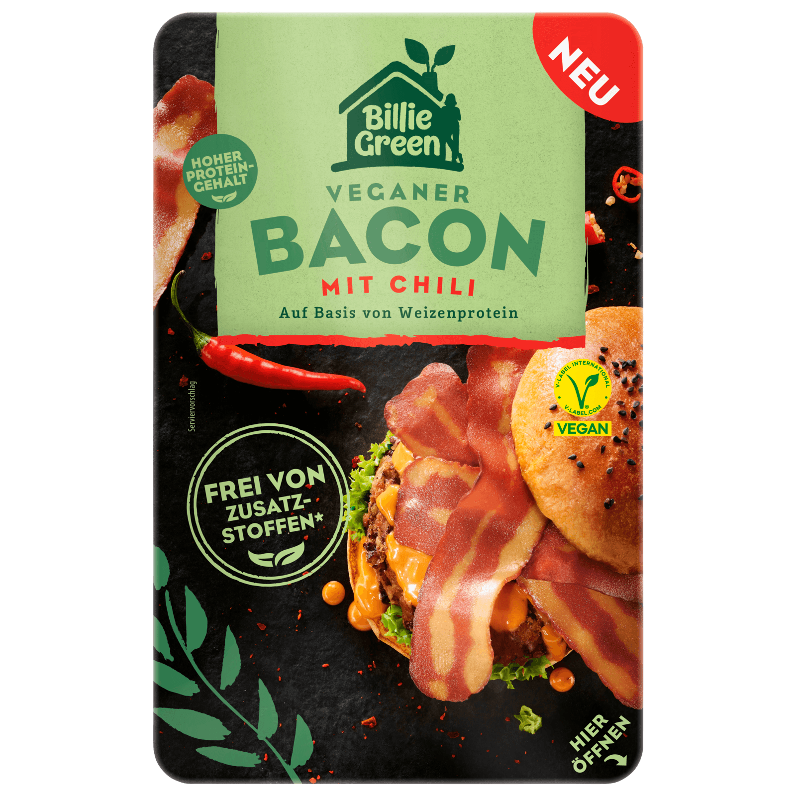 Billie Green Veganer Bacon mit Chili 90g