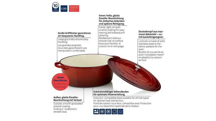 kela Bräter oval Calido 9,3l rot
