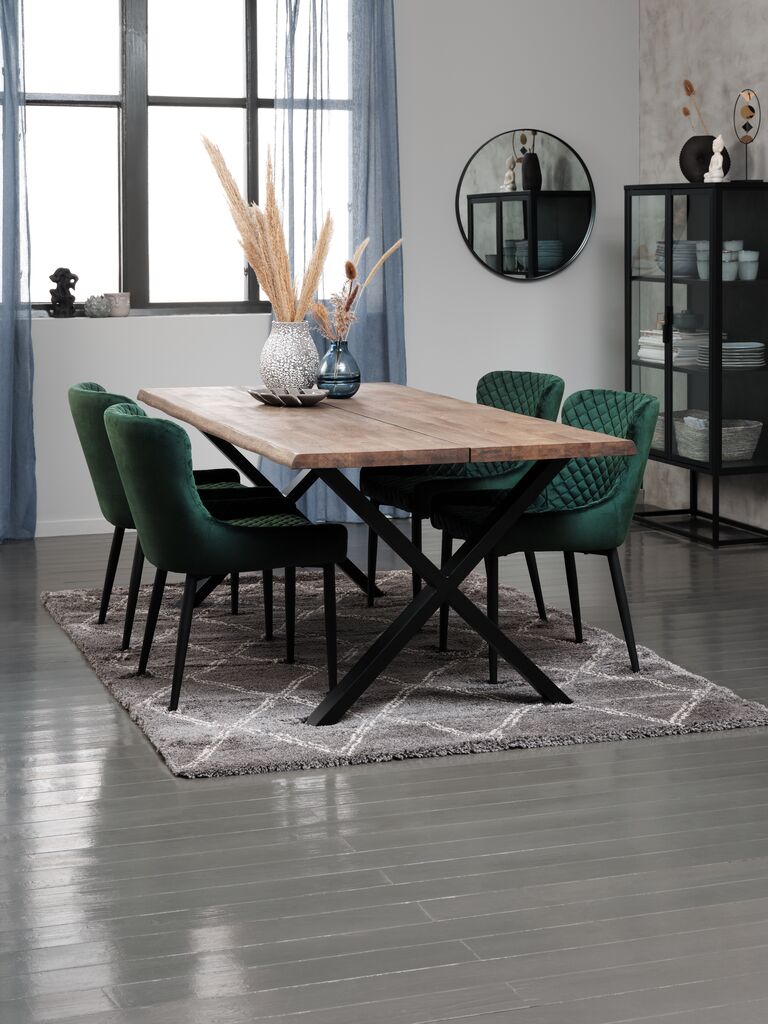 PEBRINGE velvet dining chair green and black