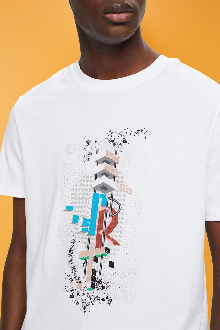 Schmal geschnittenes Baumwoll-T-Shirt mit Print
